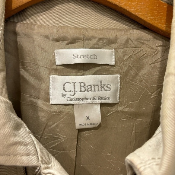 CJ Banks Crop Trench Coat size X (14W) Beige - Picture 4 of 10